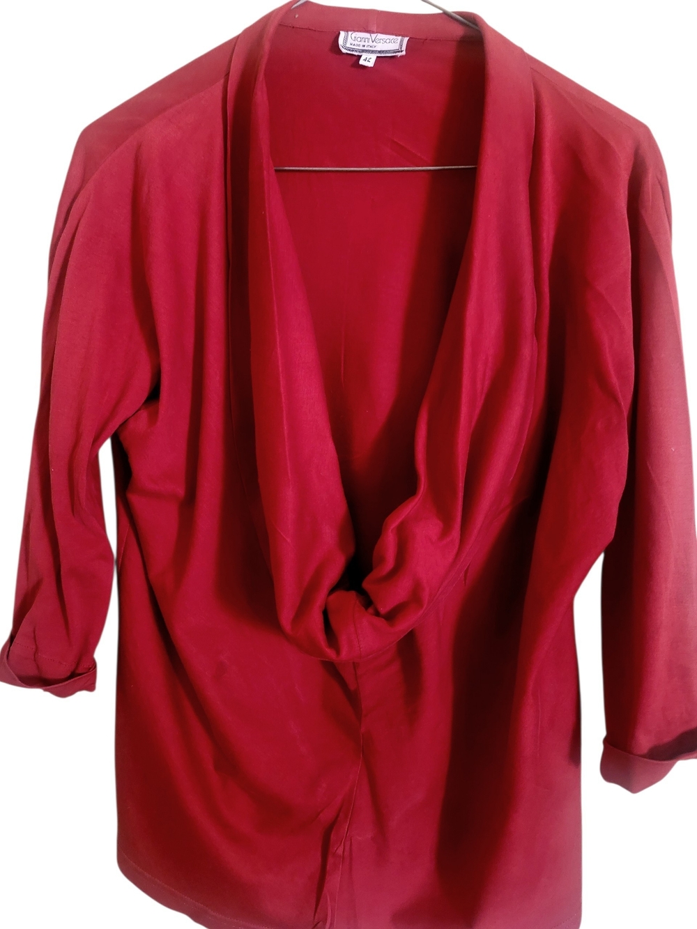 Gianni Versage. Deep Red Cowl Neck Women's Top